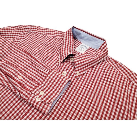 Brooks Brothers‎ Regent Men's Large Red Plaid Long Sleeve Button Down Shirt - Picture 1 of 6